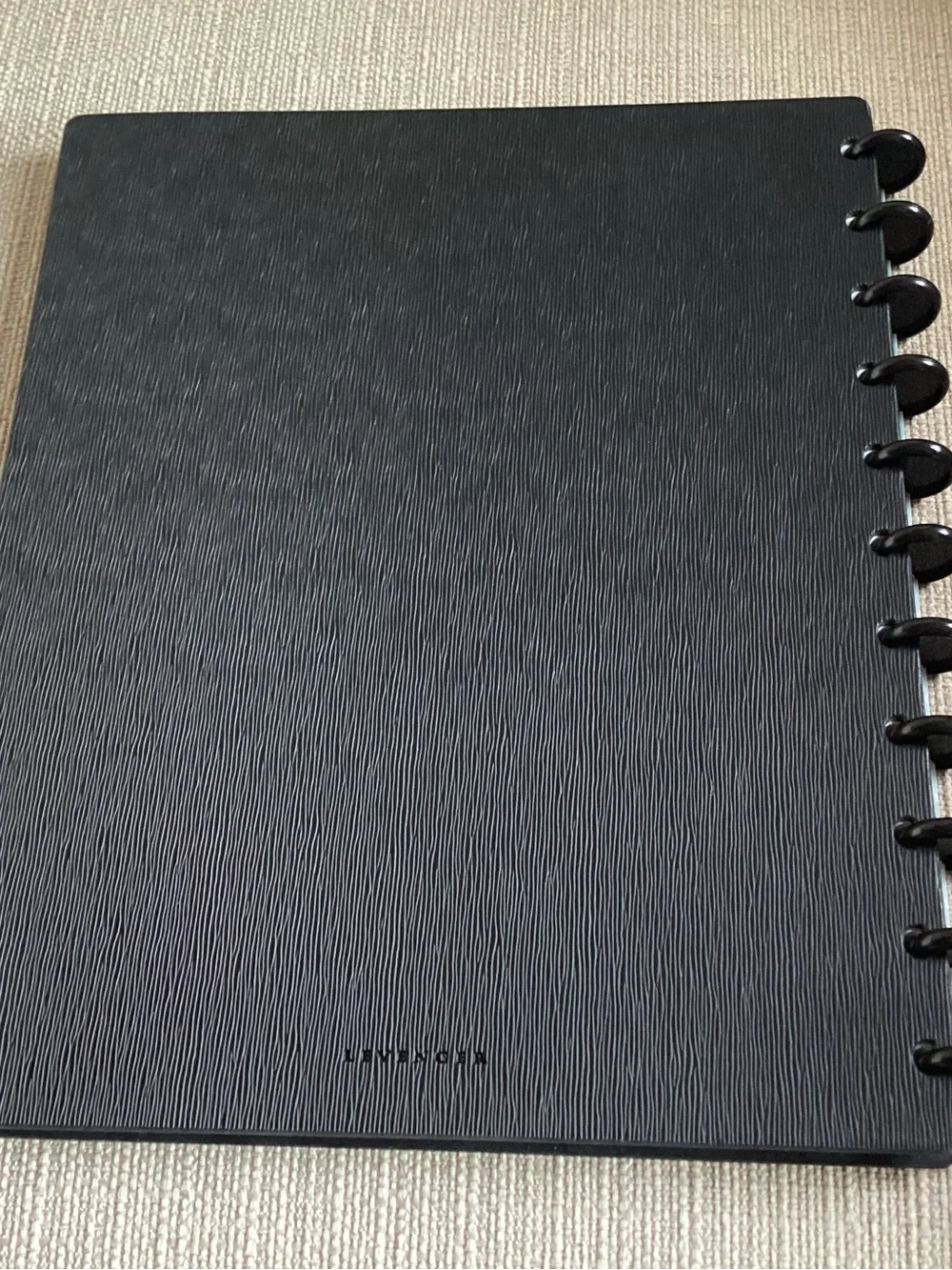 Levenger Circa Sliver Foldover Discbound Notebook Cover Textured Black & Paper